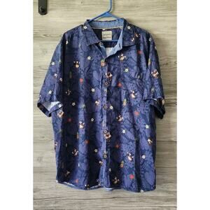 Disney Parks Tommy Bahama Mickey Mouse Button Down Shirt Navy Blue XXL